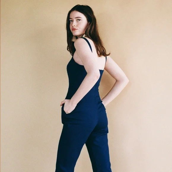 Harly Jae Bardot Navy Blue Jumpsuit Size M - Picture 3 of 8
